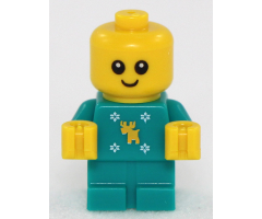 Baby - Dark Turquoise Body with Moose and Snowflakes and Yellow Hands