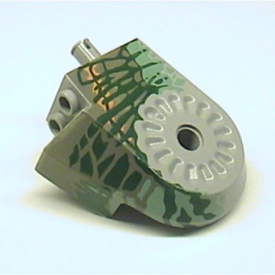 Animal, Body Part Dinosaur Middle Quarter with Pins, Set 6719 Pattern - Dark Gray, Sand Green, Medium Orange, and Dark Green Streaks