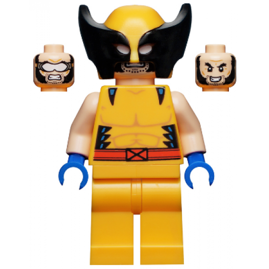 Wolverine - Bright Light Orange and Black Mask, Blue Hands