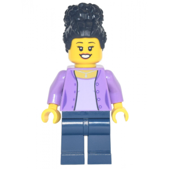 Mom - Medium Lavender Jacket, Dark Blue Legs, Black Coiled Hair