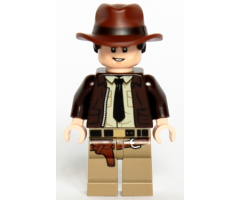 Indiana Jones - Dark Brown Jacket, Black Tie, Reddish Brown Dual Molded Hat with Hair, Light Nougat Hands