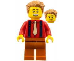 Male, Medium Nougat Hair, Red Shirt, Tan Tie, Dark Blue Suspenders, Dark Orange Legs