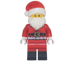 Santa - Red Fur Lined Jacket with Button and Plain Back, Red Legs with Black Boots, White Bushy Moustache and Beard