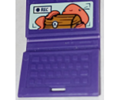 Minifigure, Utensil Computer Laptop with 'REC', Coral Octopus, and Treasure Chest on Light Aqua Screen Pattern (Sticker) - Set 41381