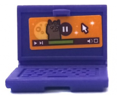 Minifigure, Utensil Computer Laptop with Alpaca, Pause Symbol and Mouse Cursor on Orange Screen Pattern (Sticker) - Set 41432