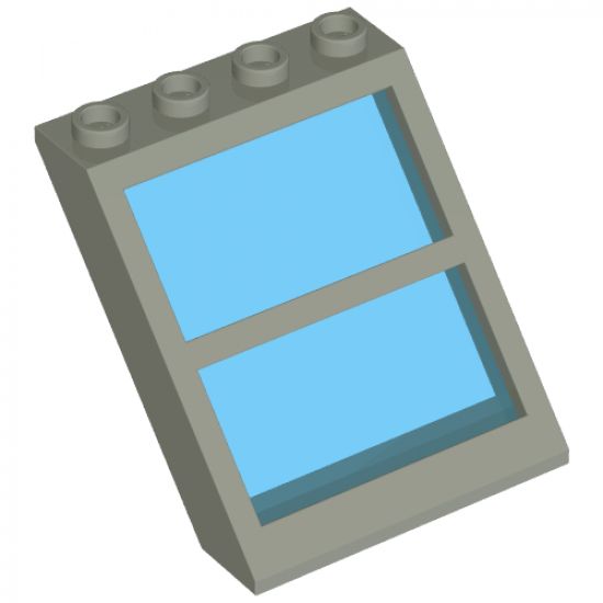 Window 4 x 4 x 3 Roof with Center Bar and Fixed Trans-Light Blue Glass