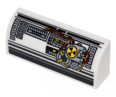 Slope, Curved 1 x 4 x 1 1/3 with Control Panels, Red and Yellow Wires and Hazard Symbol Pattern (Sticker) - Set 75828