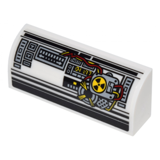 Slope, Curved 1 x 4 x 1 1/3 with Control Panels, Red and Yellow Wires and Hazard Symbol Pattern (Sticker) - Set 75828