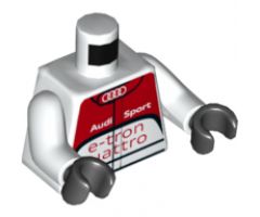 Torso Race Suit with Audi Logo, 'Audi Sport e-tron quattro' on Front and Audi Logo on Back Pattern / White Arms / Black Hands
