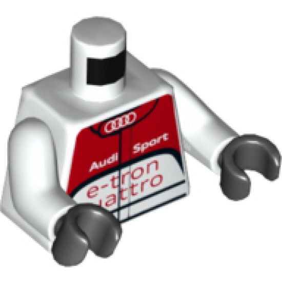 Torso Race Suit with Audi Logo, 'Audi Sport e-tron quattro' on Front and Audi Logo on Back Pattern / White Arms / Black Hands