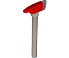 Minifigure, Utensil Axe with Red Head and Silver Blade Pattern, Pick End and Long Handle