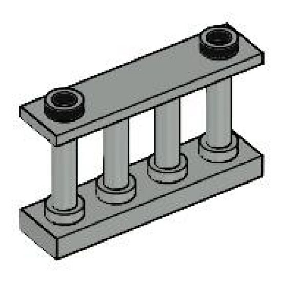 Fence 1 x 4 x 2 Spindled with 2 Studs