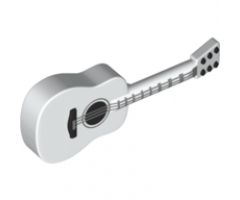 Minifigure, Utensil Guitar Acoustic with Silver Strings, Black Tuning Knobs Pattern