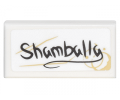 Tile 1 x 2 with Handwritten 'Shamballa' and Coffee Stains Pattern (Sticker) - Set 76060