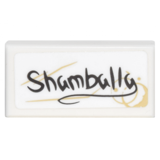 Tile 1 x 2 with Handwritten 'Shamballa' and Coffee Stains Pattern (Sticker) - Set 76060