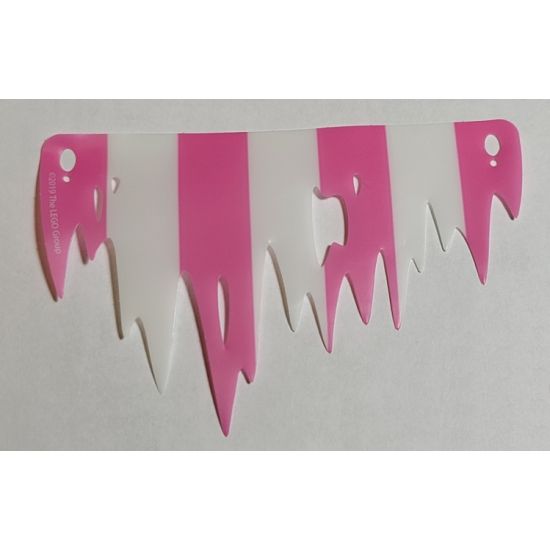 Plastic Part for Set 41375 - Sail, Ragged with 4 Dark Pink and 3 White Stripes Pattern