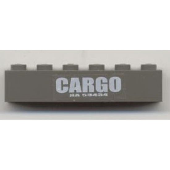 Brick 1 x 6 with 'CARGO' and 'HA 53434' Pattern (Sticker) - Set 4512