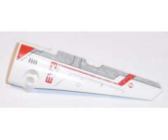 Technic, Panel Fairing # 6 Long Smooth, Side B with Red Triangle and 'EV3' and Light Bluish Gray and Red Stripes Pattern (Sticker) - Set 31313
