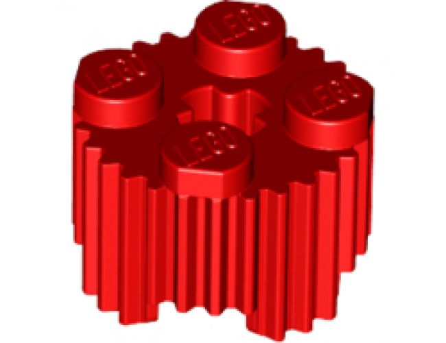 Brick, Round 2 x 2 with Flutes / Fluted and Axle Hole