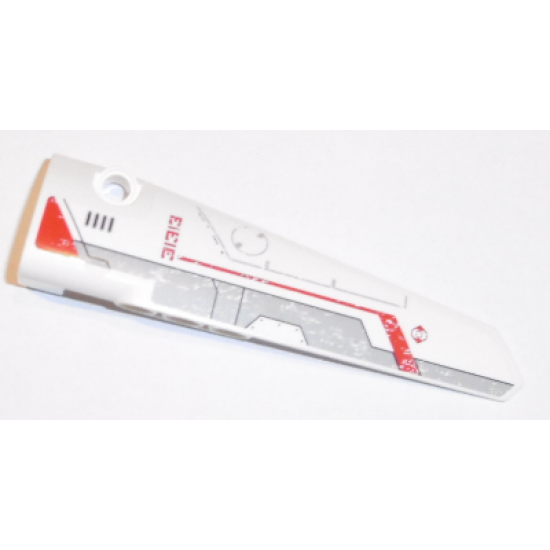 Technic, Panel Fairing # 5 Long Smooth, Side A with Red Triangle and '31313' and Light Bluish Gray and Red Stripes Pattern (Sticker) - Set 31313