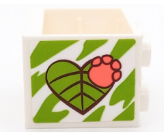 Container, Cupboard 2 x 3 x 2 - Hollow Studs with Lime Heart Shaped Leaf and Coral Paw Print Pattern (Sticker) - Set 41432