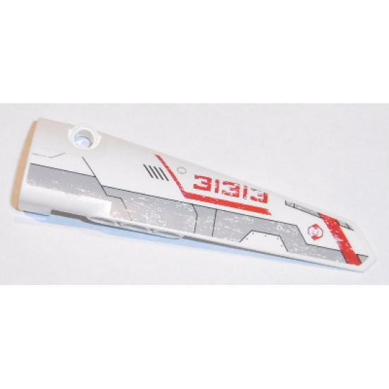 Technic, Panel Fairing # 5 Long Smooth, Side A with Red '31313' and Light Bluish Gray and Red Stripes Pattern (Sticker) - Set 31313