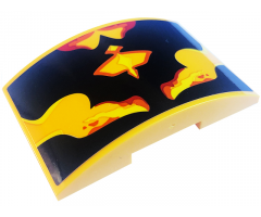 Slope, Curved 6 x 4 Double with Black Veins and Red, Bright Light Orange, and Yellow Trim Pattern (Sticker) - Set 75574