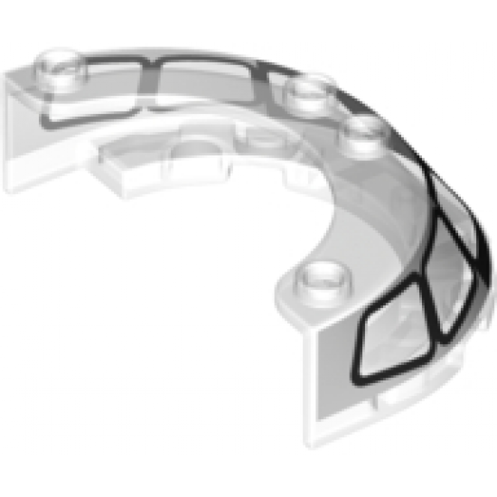 Windscreen 4 x 6 x 1 1/3 Round with Black Window Frame Outline Pattern