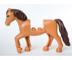 Horse with 2 x 2 Cutout and Movable Neck with Molded Dark Brown Tail and Mane, Printed Eyes Pattern