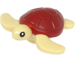 Sea Turtle with Black Eyes and Dark Red Shell Pattern