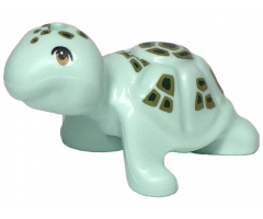 Turtle, Friends / Elves with Medium Nougat Eyes and Dark Green and Olive Green Spots Pattern