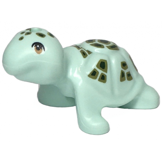 Turtle, Friends / Elves with Medium Nougat Eyes and Dark Green and Olive Green Spots Pattern