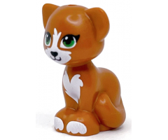 Cat, Friends / Elves, Sitting with Green Eyes, Black Nose and White Patches Pattern