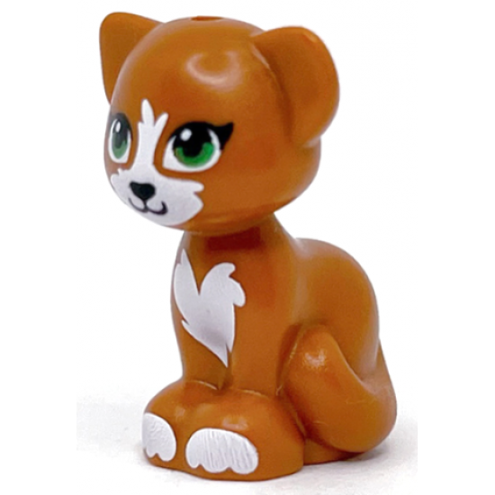 Cat, Friends / Elves, Sitting with Green Eyes, Black Nose and White Patches Pattern