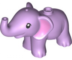 Elephant, Friends, Baby with Bright Pink Ears Pattern