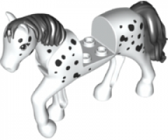 Horse with 2 x 2 Cutout and Movable Neck with Molded Black Tail and Mane and Printed Black Spots Pattern