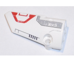 Technic, Panel Fairing # 3 Small Smooth Long, Side A with White 'EV3' and Light Bluish Gray and Red Pattern (Sticker) - Set 31313