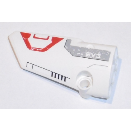 Technic, Panel Fairing # 3 Small Smooth Long, Side A with White 'EV3' and Light Bluish Gray and Red Pattern (Sticker) - Set 31313