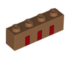 Brick 1 x 4 with Three Partial Red Stripes Pattern