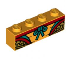 Brick 1 x 4 with Red, Yellow, Dark Turquoise and Gold Robe Pattern (BrickHeadz Monkey King Torso)