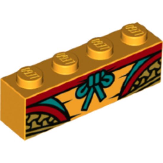 Brick 1 x 4 with Red, Yellow, Dark Turquoise and Gold Robe Pattern (BrickHeadz Monkey King Torso)