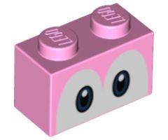 Brick 1 x 2 with Eyes Blue and Black on White Background Pattern (Yoshi)