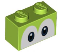 Brick 1 x 2 with Eyes Blue and Black on White Background Pattern (Yoshi)