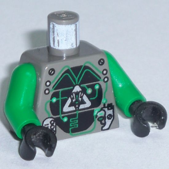 Torso Space Insectoids Silver Logo on Black Panels, 2 Silver Panels Pattern / Green Arms / Black Hands