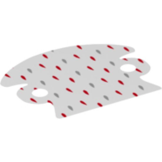 Minifigure, Body Wear Cape Cloth, Arm Holes and Rounded Collar with Red and Gray Fur Spots and Red Back Pattern