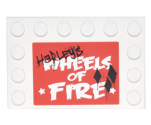 Tile, Modified 4 x 6 with Studs on Edges with Black 'HaRLEy'S' Graffiti over White 'WHEELS OF FIRE' Pattern (Sticker) - Set 76035