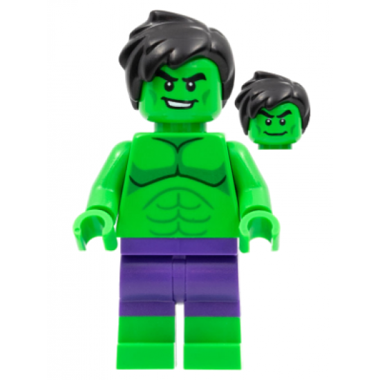 Hulk - Minifigure, Dark Purple Pants, Short Tousled Hair