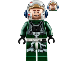 Rebel Pilot A-wing (Open Helmet, Dark Green Jumpsuit, Smile / Scared) (Arvel Crynyd)