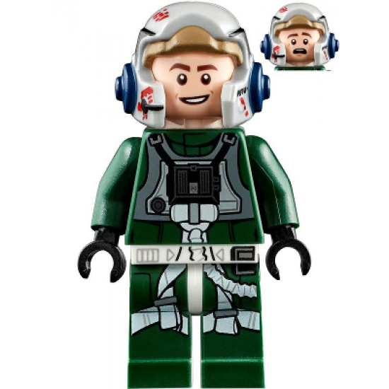 Rebel Pilot A-wing (Open Helmet, Dark Green Jumpsuit, Smile / Scared) (Arvel Crynyd)