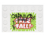 Tile, Modified 4 x 6 with Studs on Edges with Black 'CaRNIVORe' Graffiti over Red and White 'FREE FALL!' Pattern (Sticker) - Set 76035